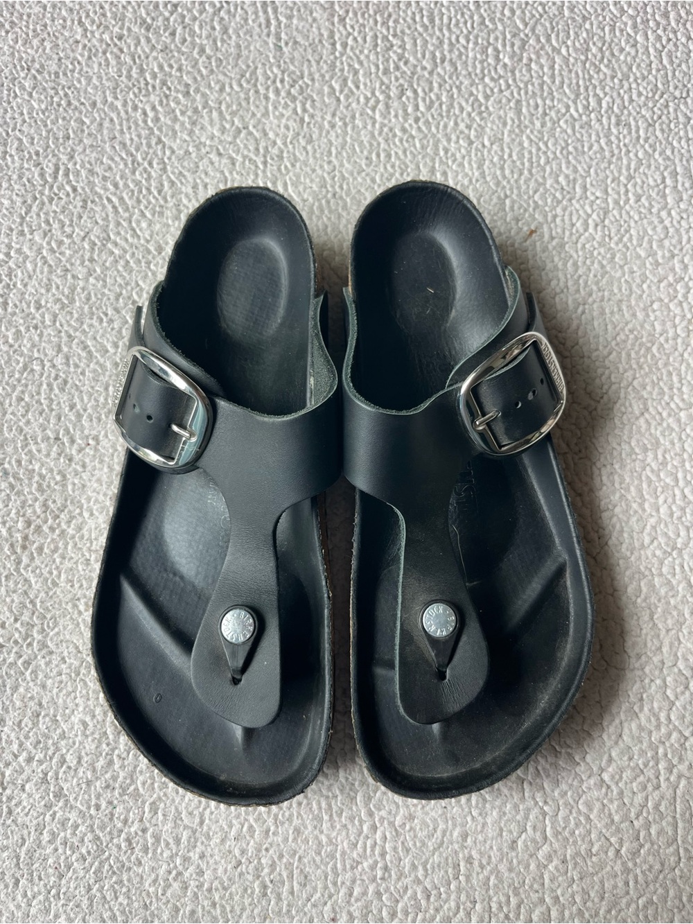 Birkenstock Gizeh Black Leather Sandals Womens 7
